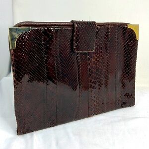 Tano XL Brown Python Large Clutch Bag